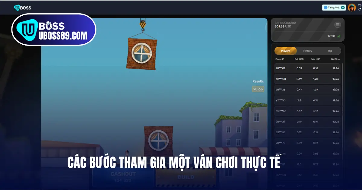 Các bước tham gia một ván chơi thực tế